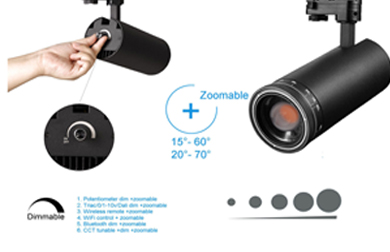 zoomable Dimmable led track lights